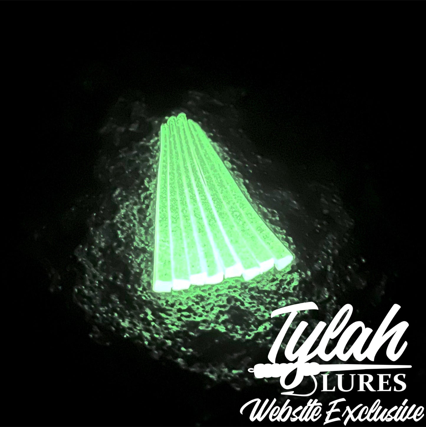 TylahLures Website Exclusive UV Green Glow Strips 1.5in.